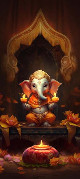 Ilustración del Señor Ganesha para Ganesh Chaturthi Ai Generado