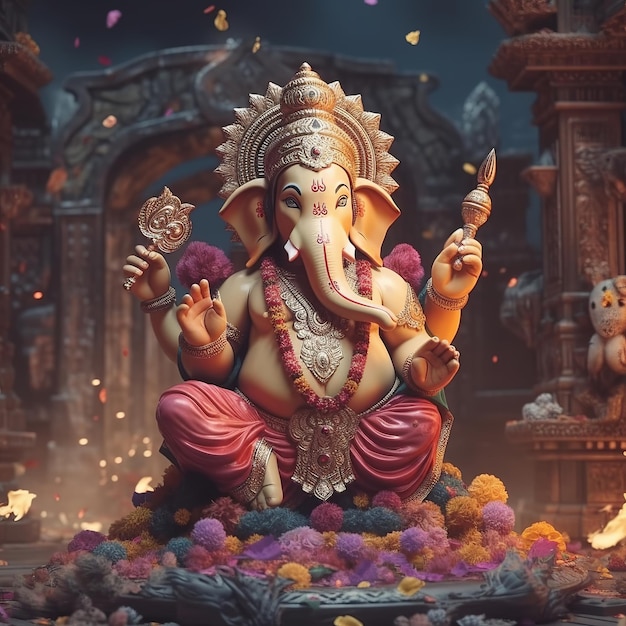 Ilustración del señor Ganesha para ganesh chaturthi Generativo ai