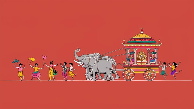 Foto ilustración del señor jagannath balabhadra y subhadra en el rathayatra generativo anual ai