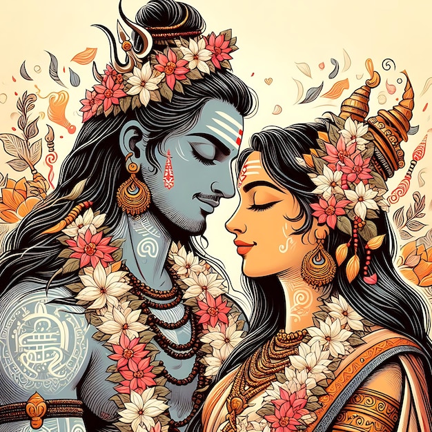 Foto ilustración del señor shiv parvati