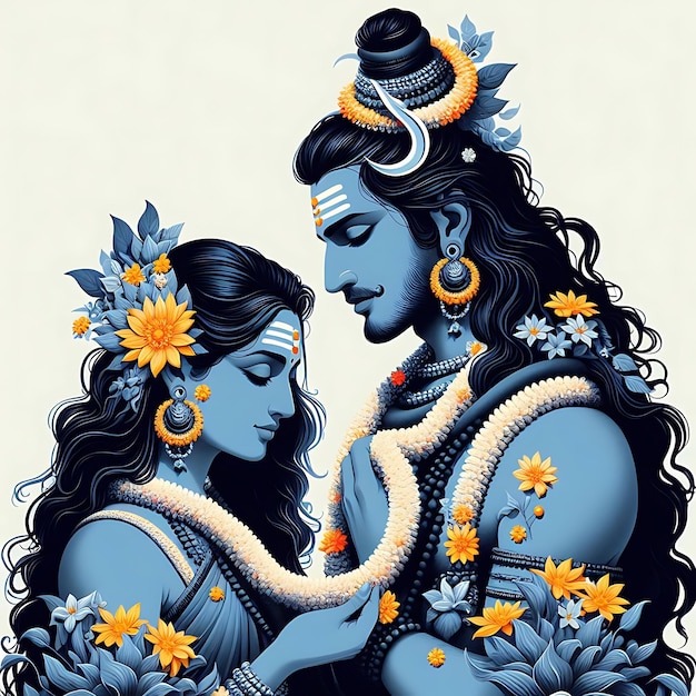 Foto ilustración del señor shiv parvati