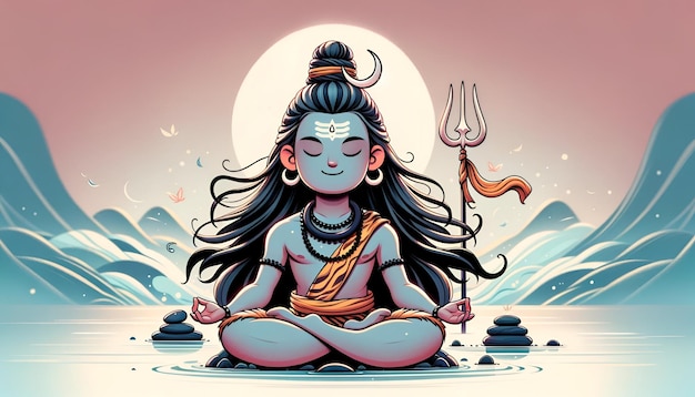 Ilustración de señor shiva de estilo de dibujos animados