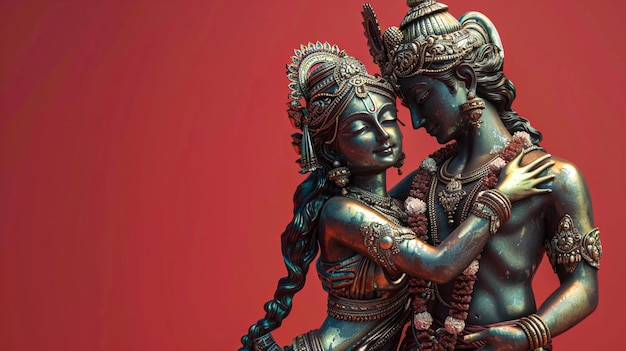 Foto ilustración del señor sri krishna y radha