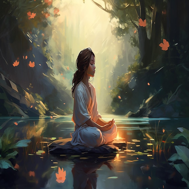 Foto ilustración serena de la meditación, la atención plena y la relajación