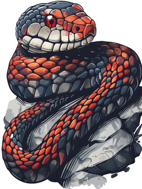 Ilustración de serpiente enrollada roja y negra