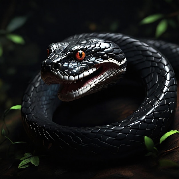 Foto una ilustración de la serpiente negra