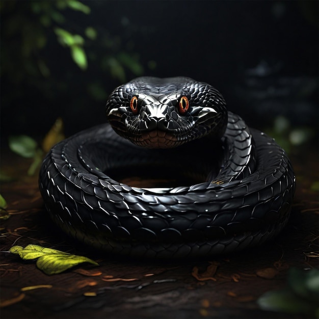 Foto una ilustración de la serpiente negra