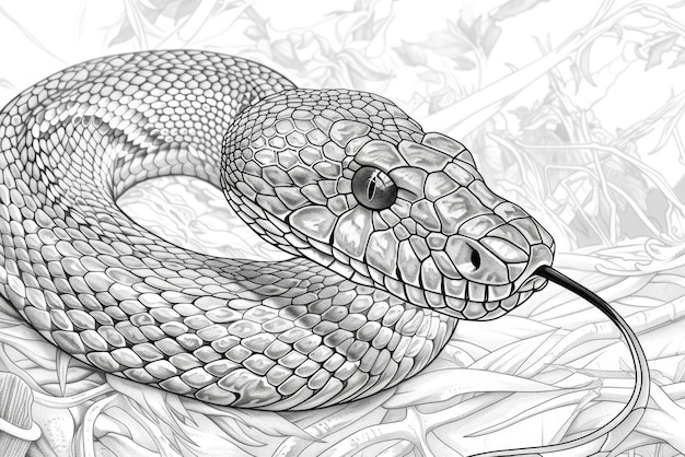 Ilustración de serpiente sobre fondo blanco Libro de colorear para niños