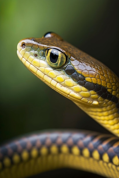 Ilustración una serpiente de vid asiática descansando en una rama generativa ai