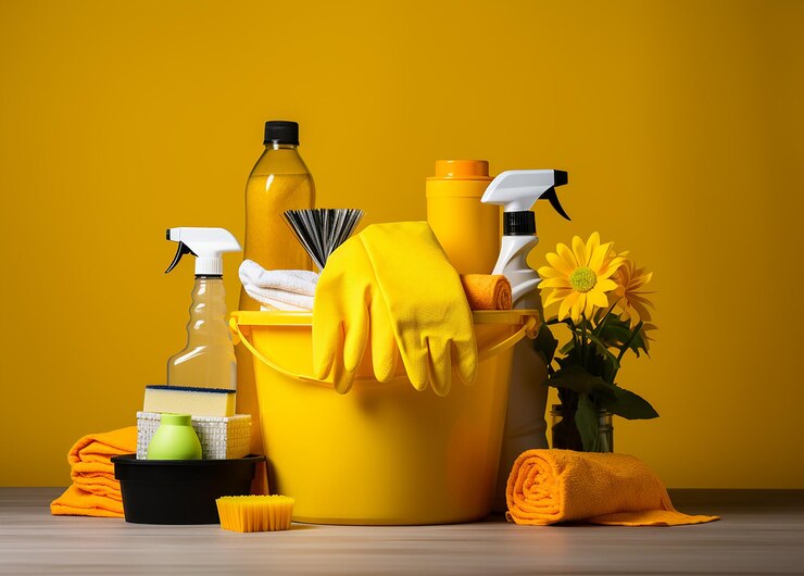 Ilustración de servicios de limpieza amarillo brillante