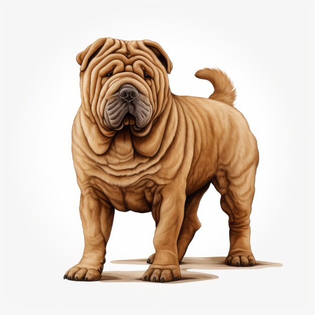 Foto ilustración de shar pei dog en fondo blanco arte vectorial