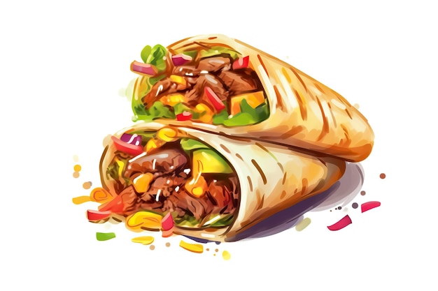 Ilustración de Shawarma Ilustración de comida IA generativa