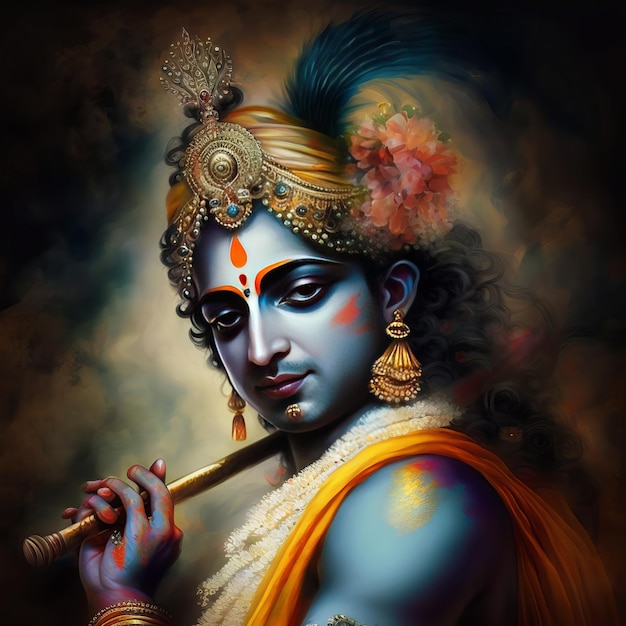 Ilustración de Shree Krishna para janmashtami Generative Ai