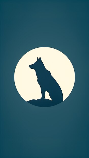 Foto ilustración de silueta de lobo con luna generativa ai