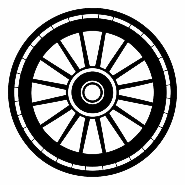 Foto ilustración de la silueta de la rueda con arte vectorial
