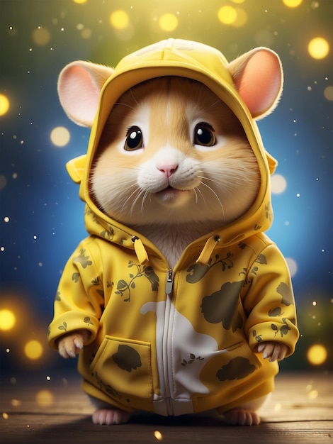 Foto ilustración de un simpático hámster con una chaqueta adorable 12