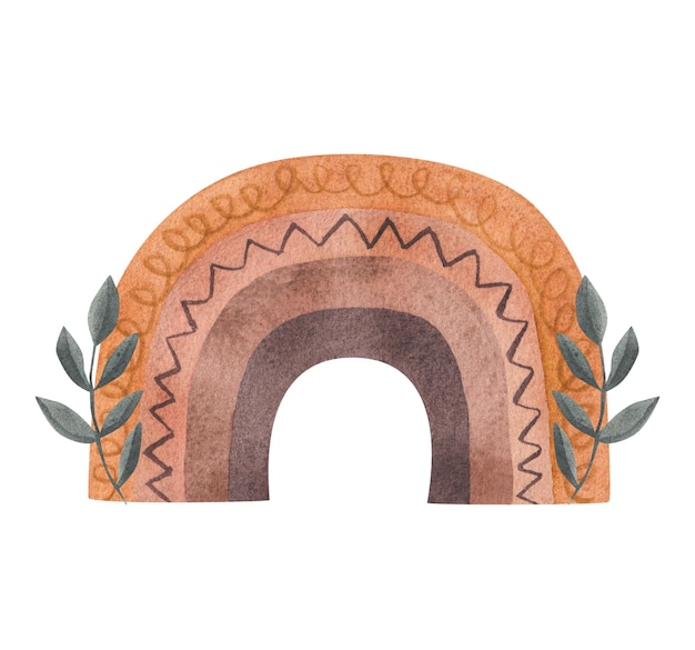 Ilustración simple de acuarela en estilo arco iris boho escandinavo arte infantil en colores pastel