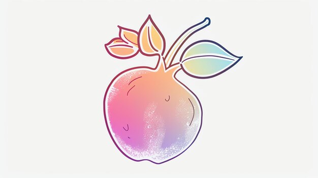 Foto una ilustración simple y colorida de una manzana la manzana está dibujada en estilo de dibujos animados y tiene un relleno de gradiente