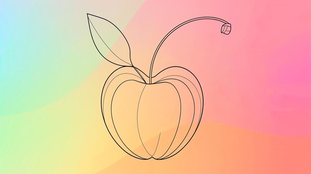 Foto una ilustración de un simple dibujo de una manzana la manzana está en el centro de la imagen y está rodeada por un arco iris de colores