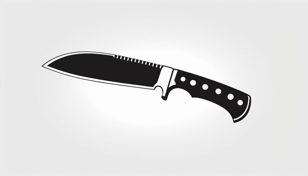 Foto ilustración simple de un icono de cuchillo de acero en blanco