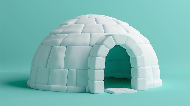 Una ilustración simple de un iglú un refugio tradicional construido por el pueblo inuit El iglú está hecho de bloques de hielo o nieve y tiene una forma de cúpula