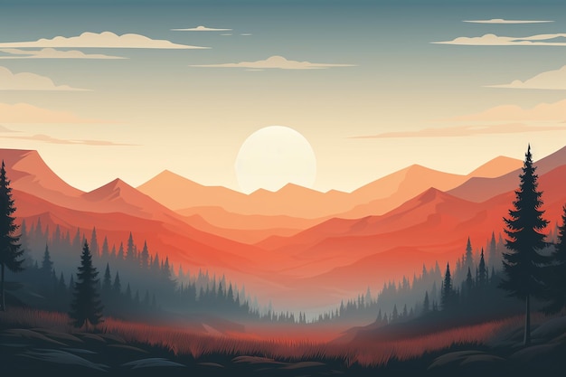 Ilustración simple paisaje