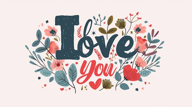 Ilustración simple con el texto Te quiero