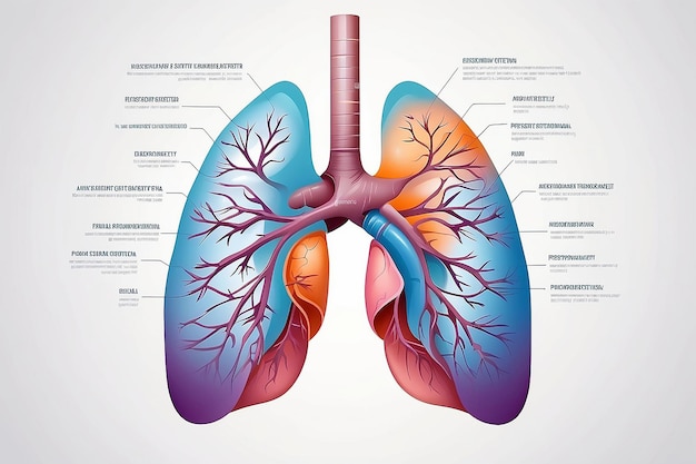 Foto ilustración del sistema respiratorio sobre un fondo blanco