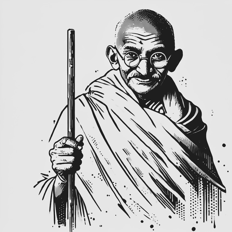 Foto ilustración sketchy del retrato del héroe indio