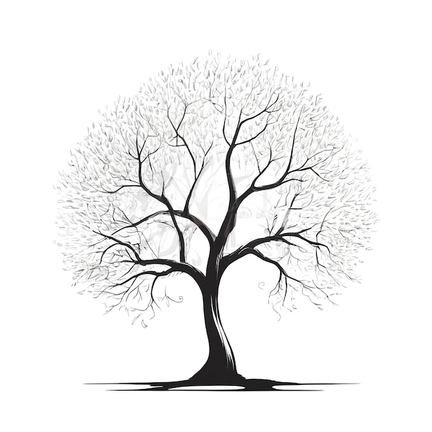 Ilustración sobre un árbol de fondo blanco