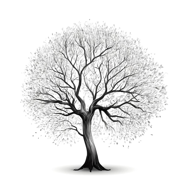 Ilustración sobre un árbol de fondo blanco