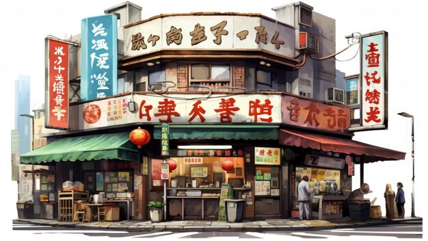 Ilustración sobre viajes y comida en Taipei Taiwán