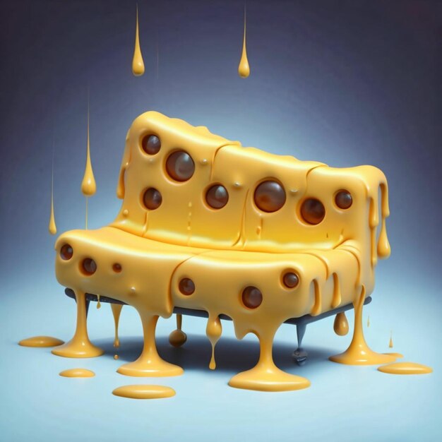 Ilustración de un sofá de queso derretido