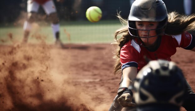 Ilustración de Softbol de lanzamiento rápido para niñas