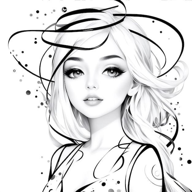 Ilustración de sombrero femenino de dibujos animados de mujer