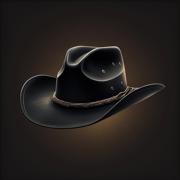 Ilustración de sombrero de vaquero negro sobre fondo oscuro para el diseño AI