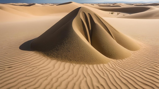 Foto ilustración surrealista de la ia del arte del desierto escultura hecha si el sol de arena y la belleza del desierto