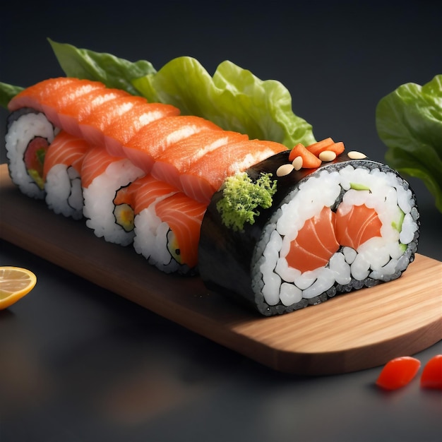 Ilustración de sushi cerca del juego de sushi sashimi