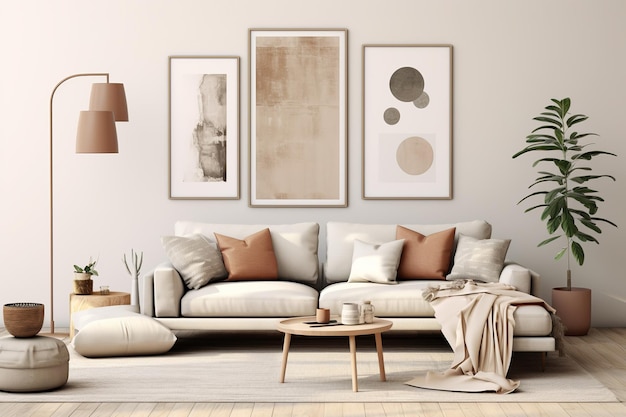Ilustración del tablero de estado de ánimo de la decoración de una sala de estar