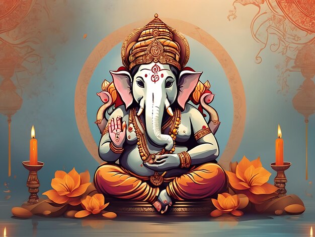 Foto ilustración de la tarjeta de boda hindú ganesha aum