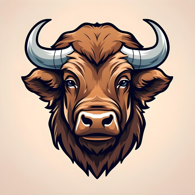 Foto ilustración de una tarjeta flash de dibujos animados de un bisonte salvaje