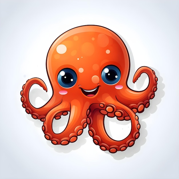 Ilustración de una tarjeta flash de dibujos animados de un lindo pulpo