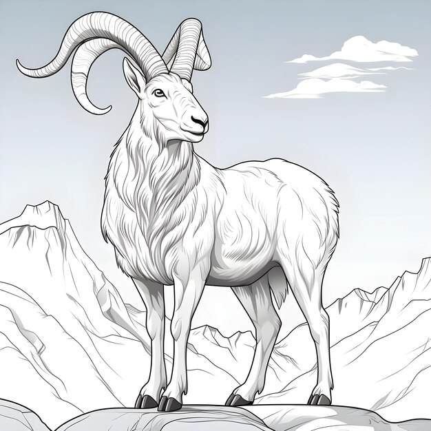 Foto ilustración de tarjeta flash de dibujos animados de un markhor