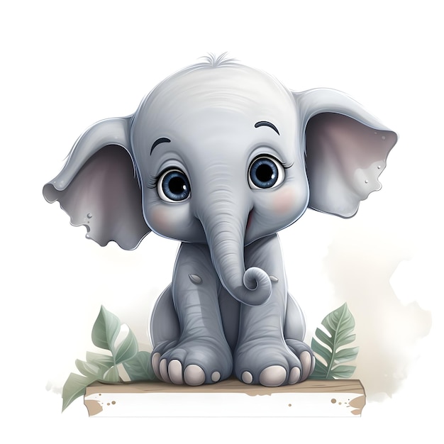 Ilustración de tarjeta flash de elefante de dibujos animados lindo