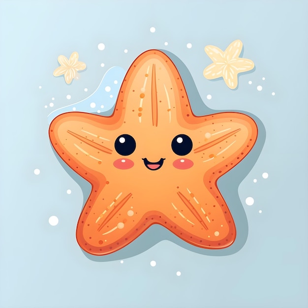 Foto ilustración de tarjeta flash de una linda estrella de mar de dibujos animados