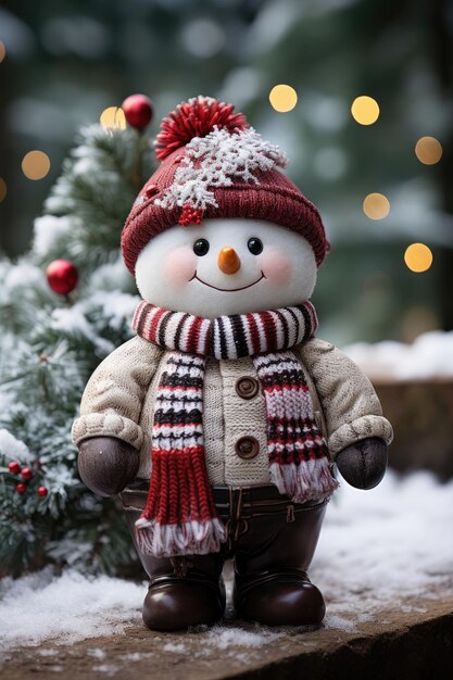 Ilustración de tarjeta de Navidad con muñeco de nieve