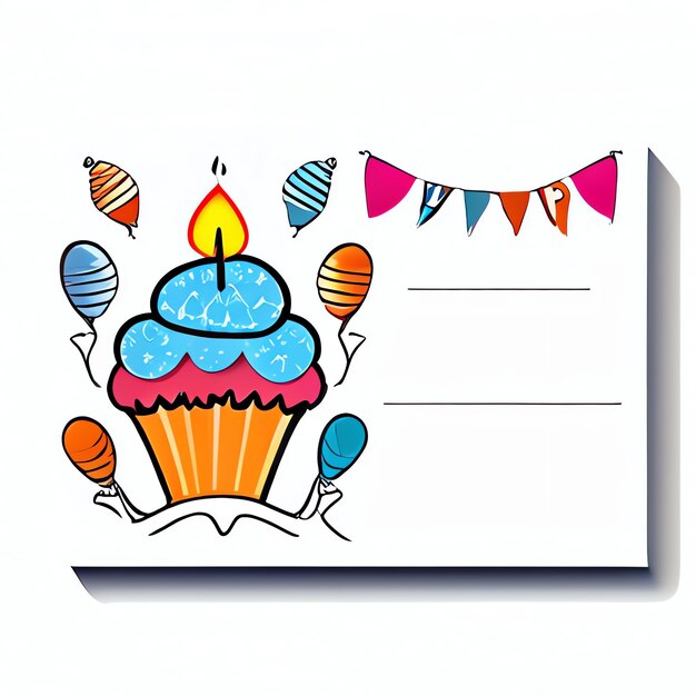 Ilustración de una tarjeta con el texto Feliz aniversario de cumpleaños