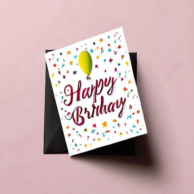 Foto ilustración de una tarjeta con el texto feliz cumpleaños festividades