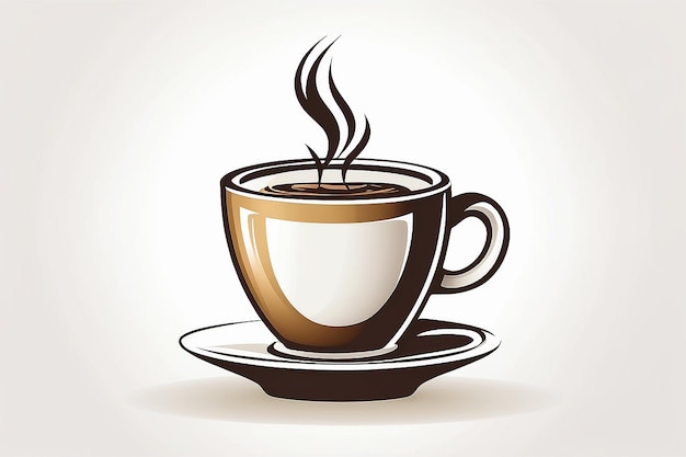 Foto ilustración de taza de café caliente para logotipos de cafeterías aislados en formato vectorial de fondo blanco disponible