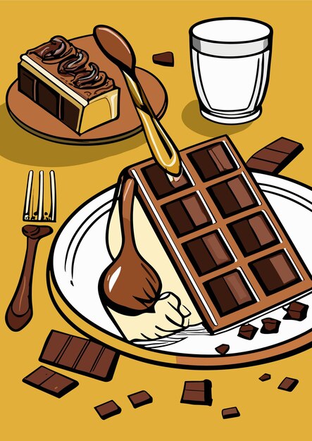 Foto ilustración de una taza de café con chocolate y un pedazo de chocolate